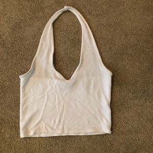White halter cropped top
